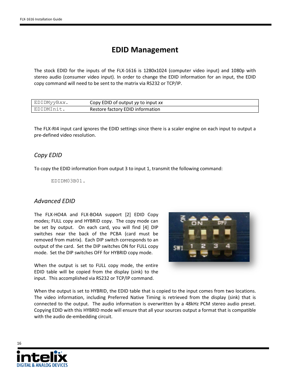 Edid management, Copy edid, Advanced edid | Intelix FLX-1616 v1.6.4 User Manual | Page 16 / 36