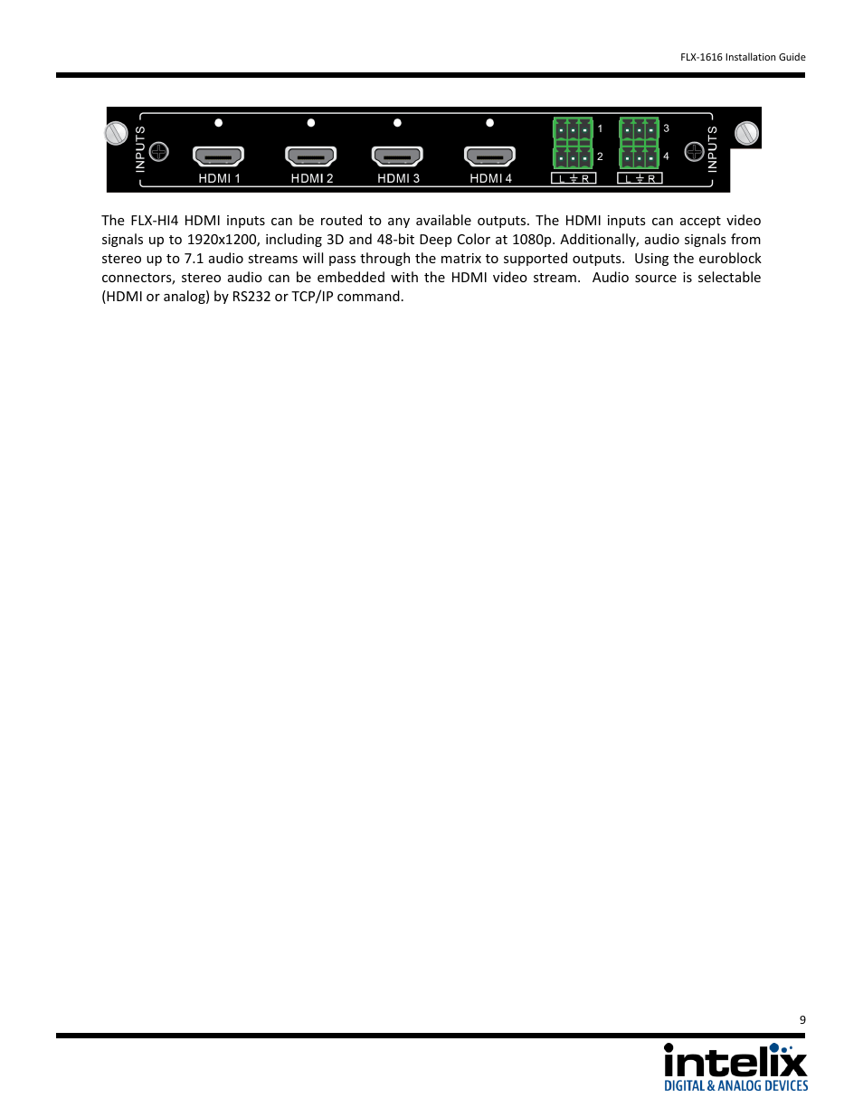 Intelix FLX-1616 v1.6.4 User Manual | Page 9 / 36