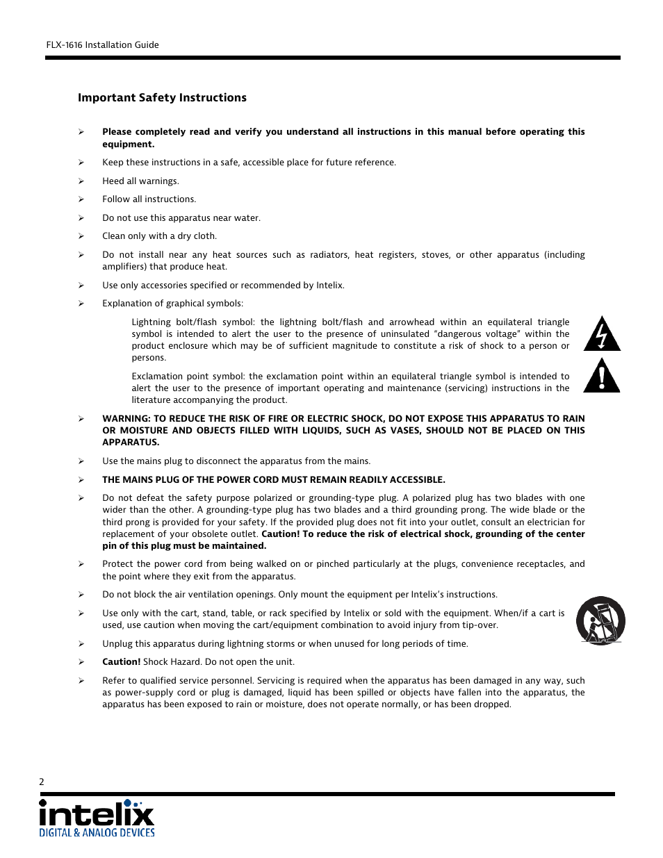 Intelix FLX-1616 User Manual | Page 2 / 36