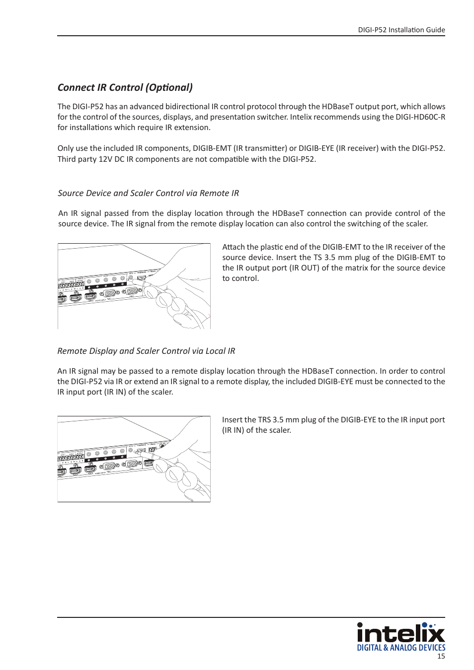 Connect ir control (optional) | Intelix DIGI-P52 User Manual | Page 15 / 36