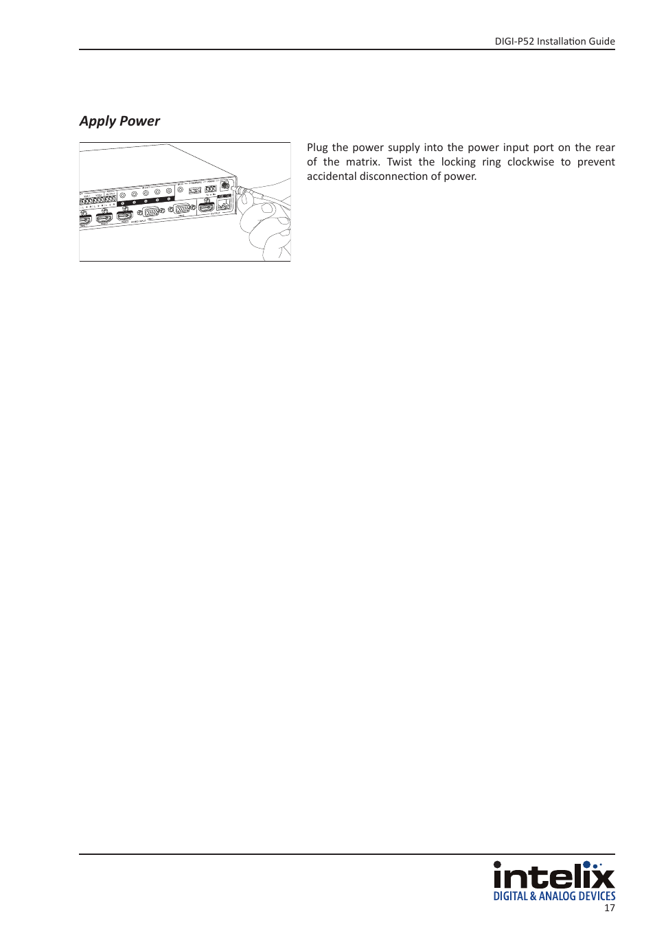 Apply power | Intelix DIGI-P52 User Manual | Page 17 / 36