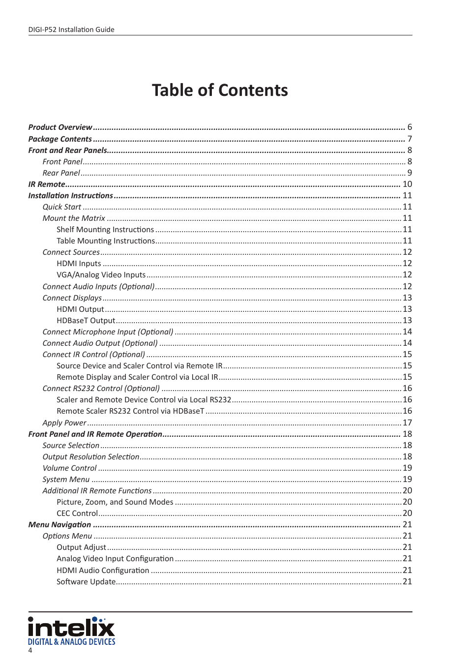 Intelix DIGI-P52 User Manual | Page 4 / 36