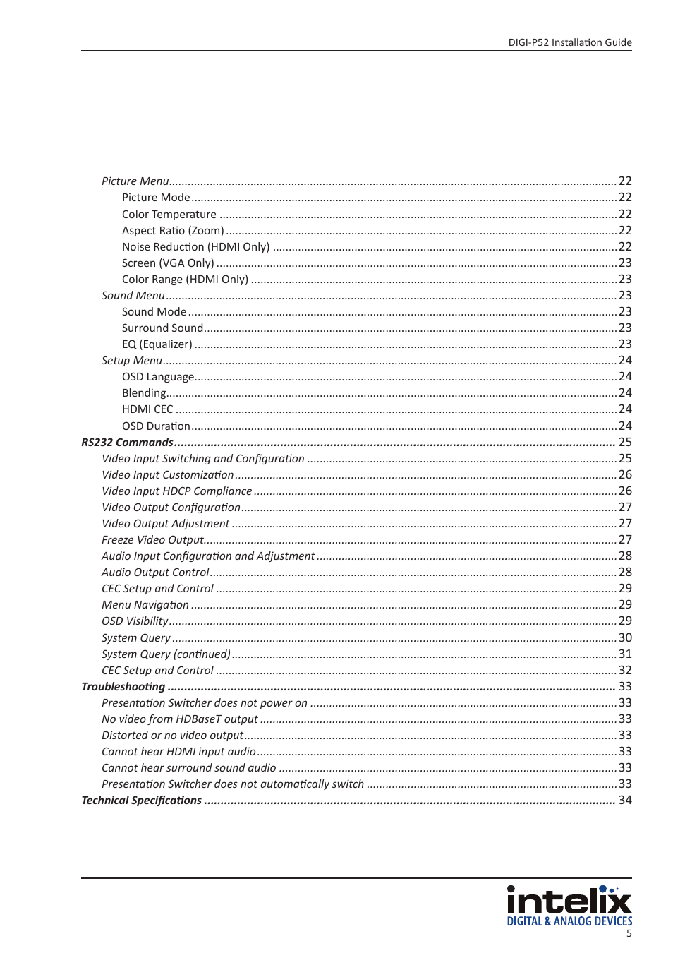 Intelix DIGI-P52 User Manual | Page 5 / 36