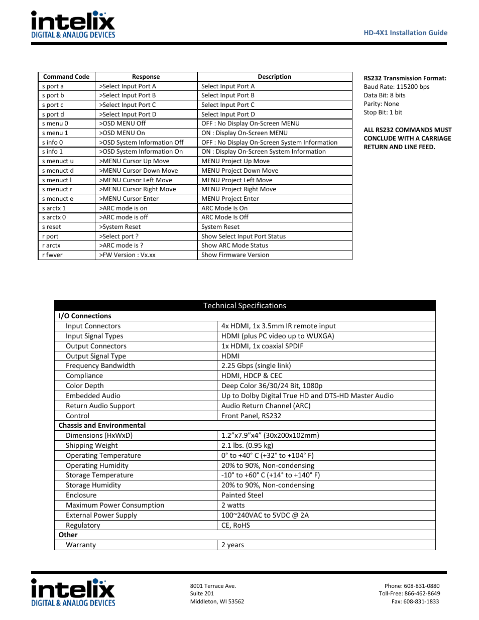 Intelix HD-4X1 User Manual | Page 2 / 2