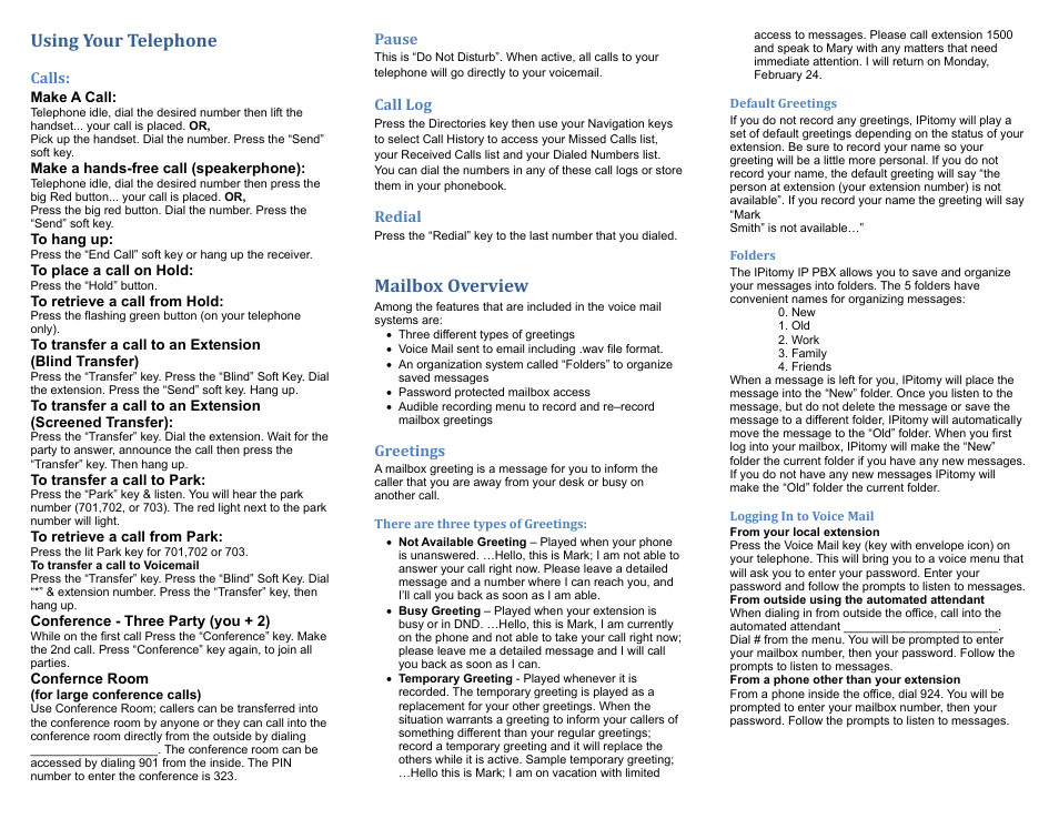 IPitomy IP620 Quick User Guide User Manual | 2 pages