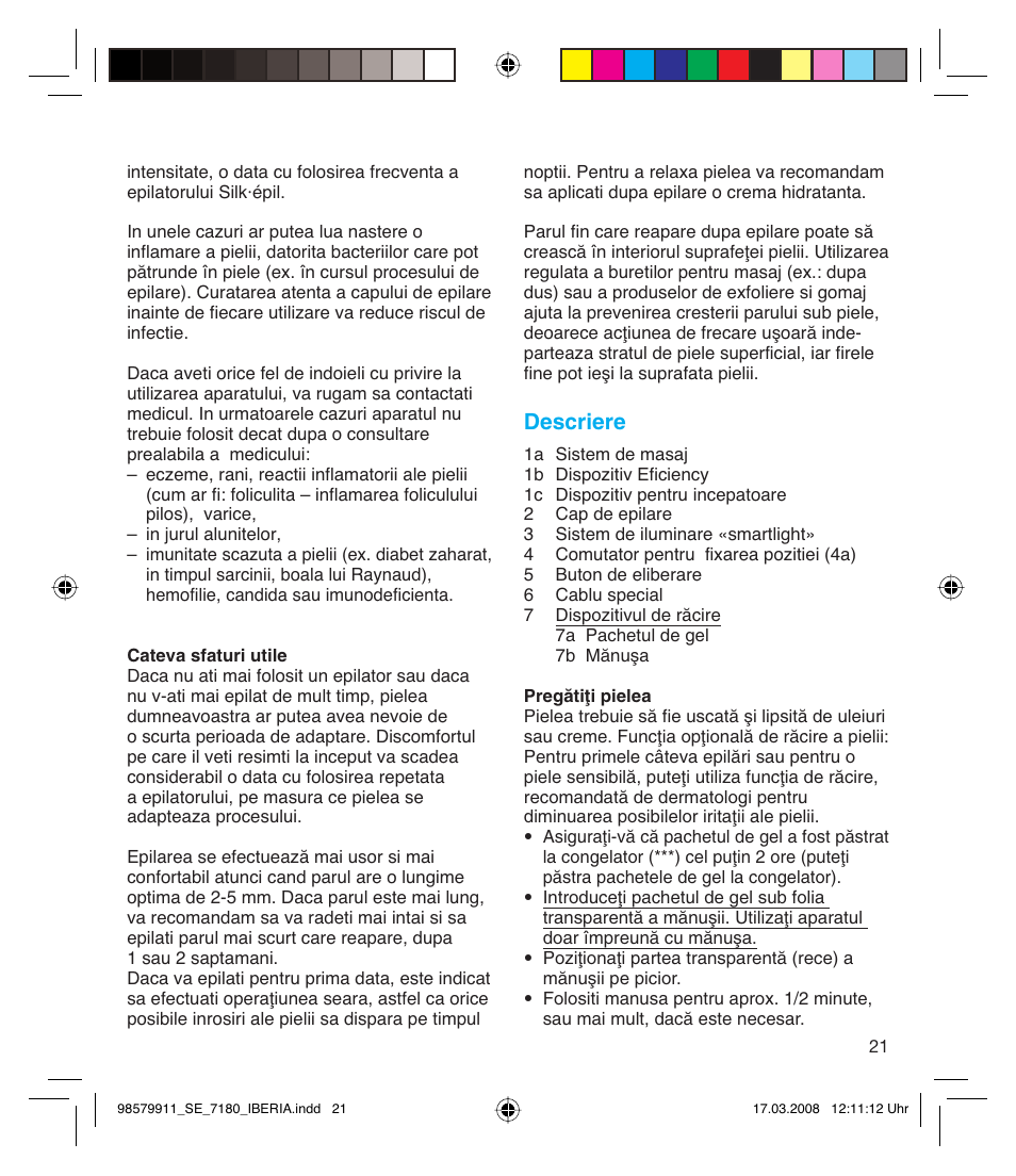 Descriere | Braun 7185 User Manual | Page 20 / 27