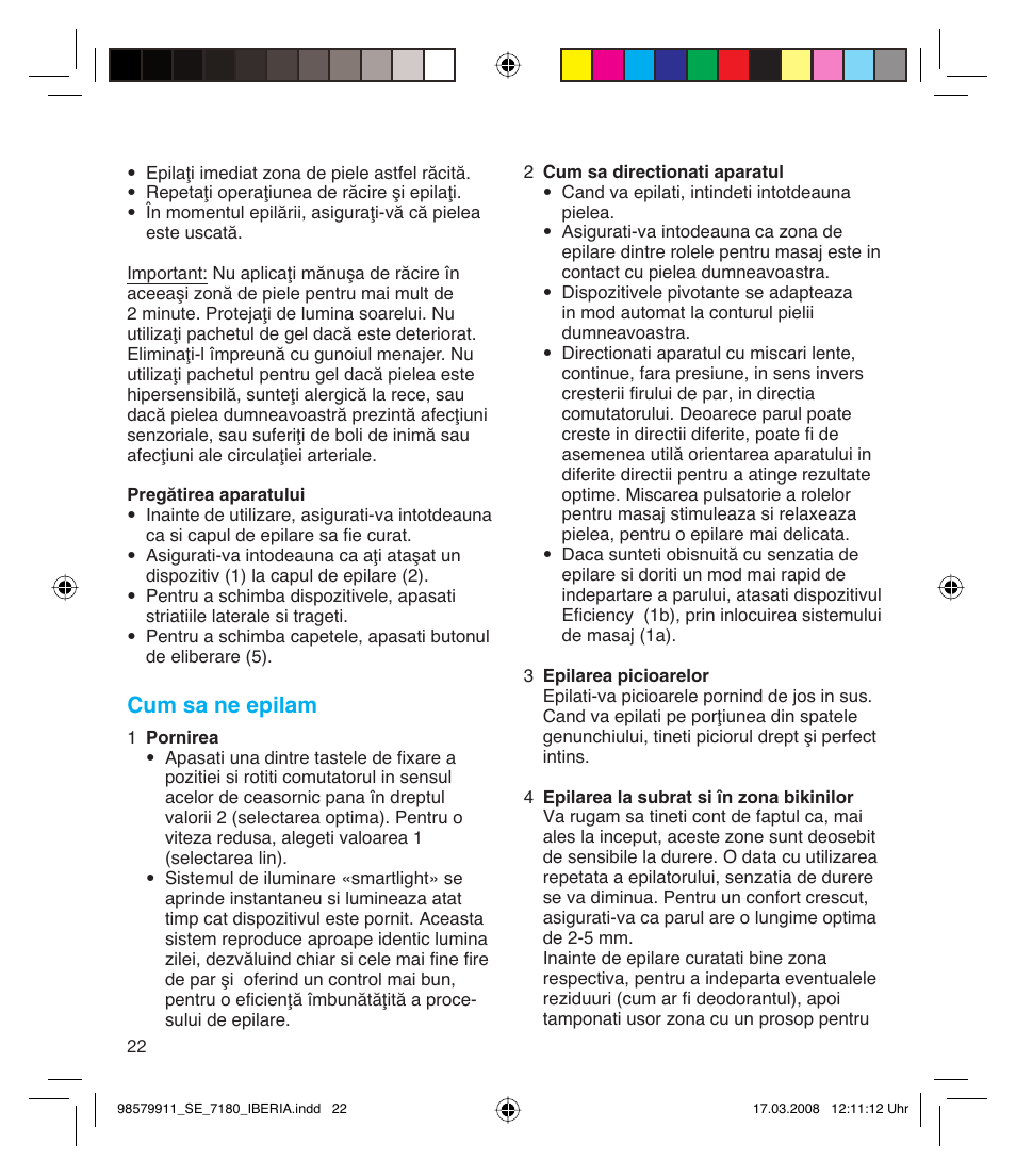 Cum sa ne epilam | Braun 7185 User Manual | Page 21 / 27