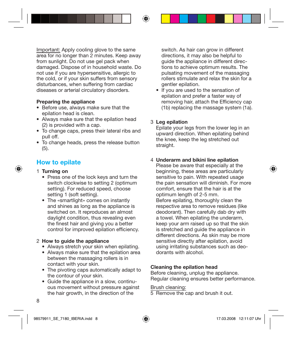 How to epilate | Braun 7185 User Manual | Page 7 / 27