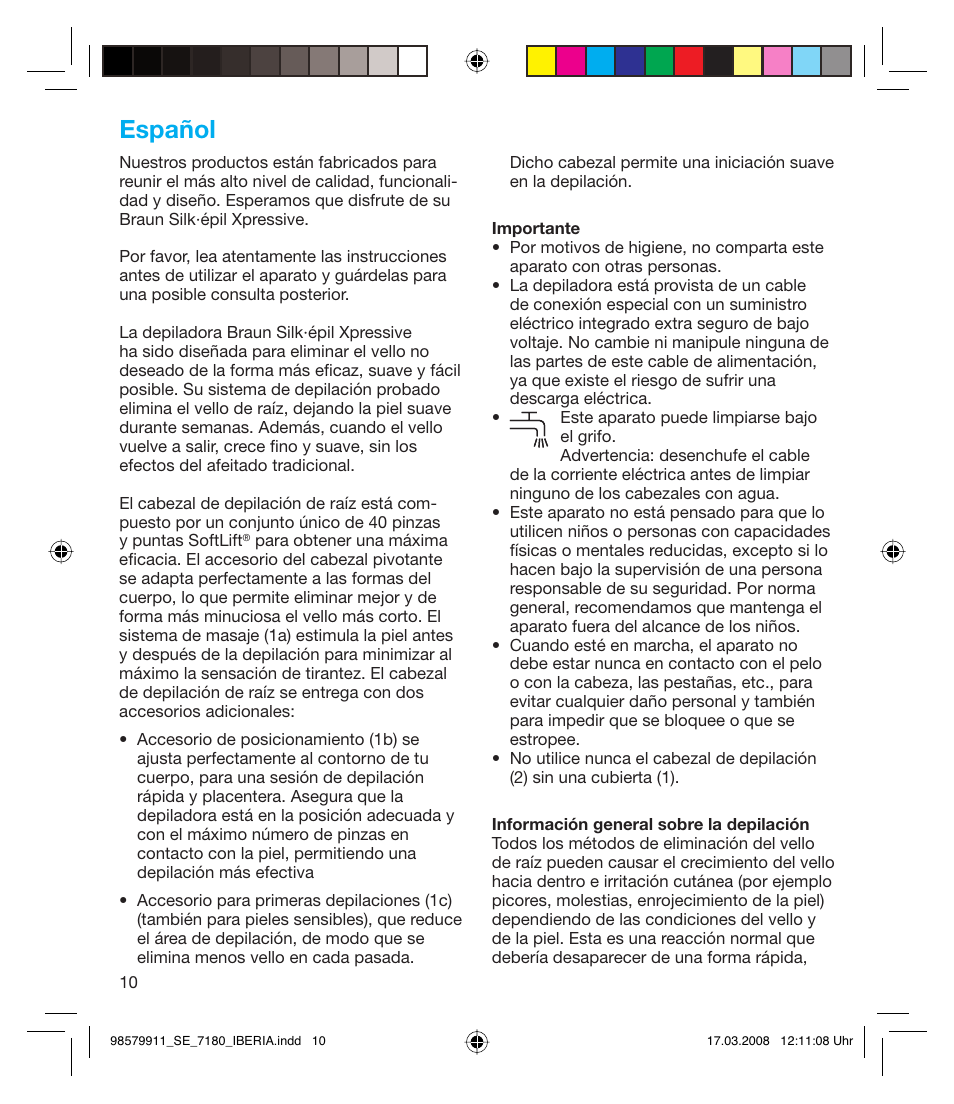 Español | Braun 7185 User Manual | Page 9 / 27