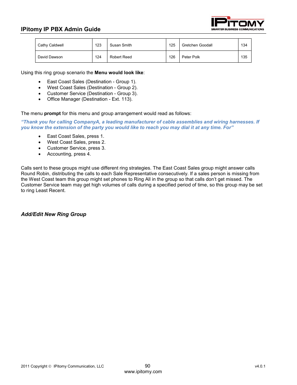 Ipitomy ip pbx admin guide | IPitomy IP1100+ PBX Administrator Guide User Manual | Page 108 / 259