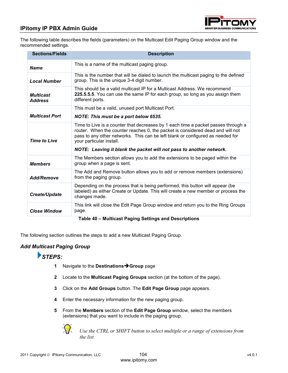 IPitomy IP1100+ PBX Administrator Guide User Manual | Page 122 / 259