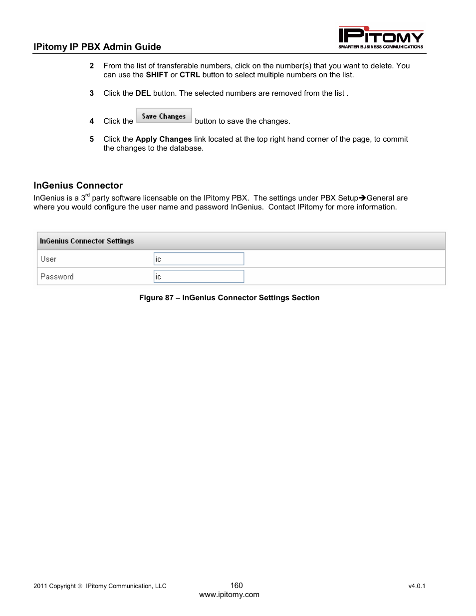 IPitomy IP1100+ PBX Administrator Guide User Manual | Page 178 / 259