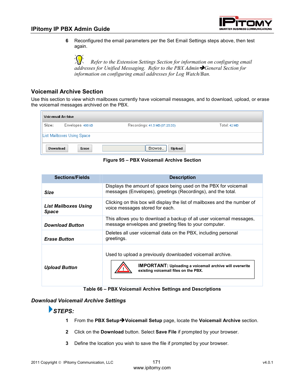 IPitomy IP1100+ PBX Administrator Guide User Manual | Page 189 / 259