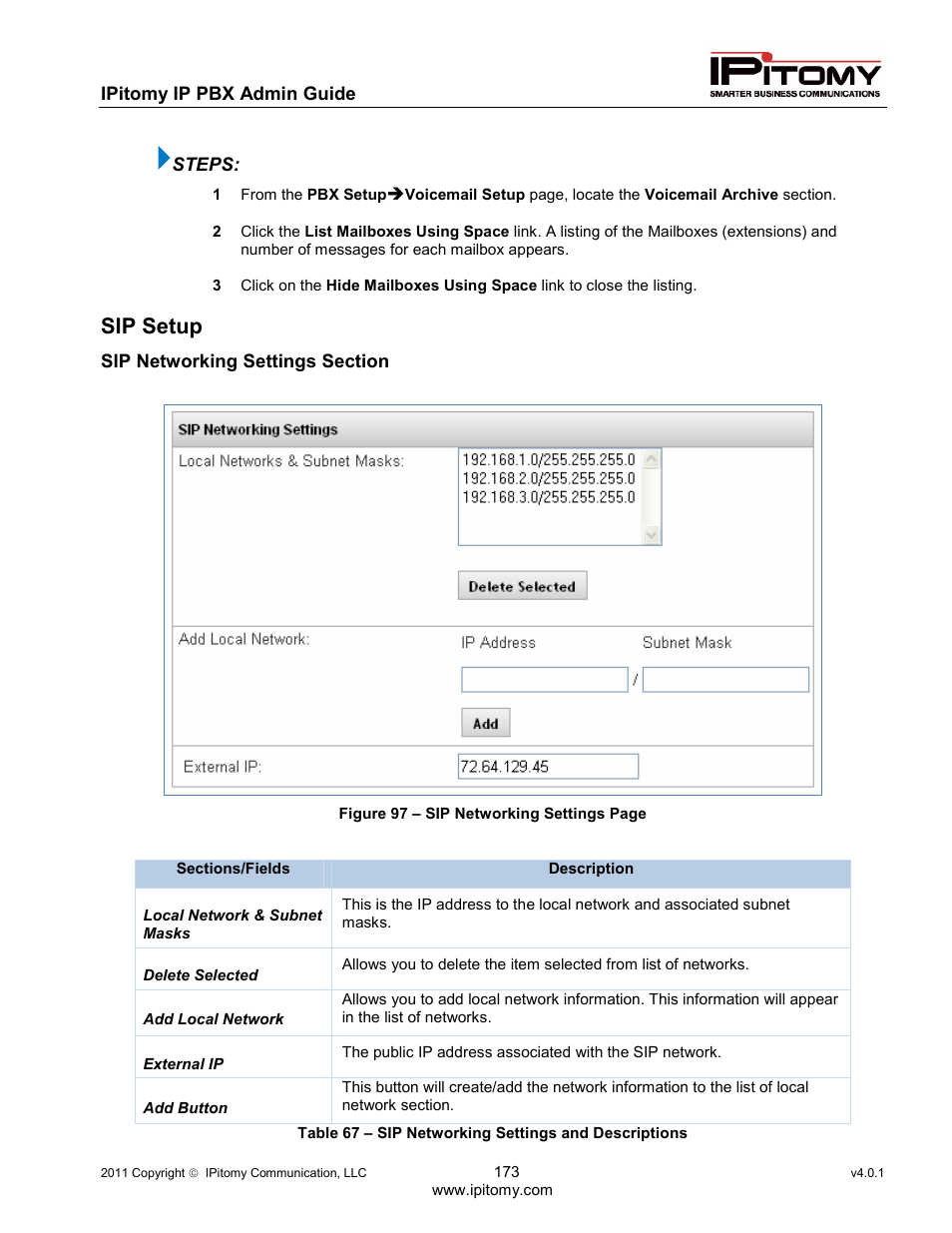 Sip setup | IPitomy IP1100+ PBX Administrator Guide User Manual | Page 191 / 259