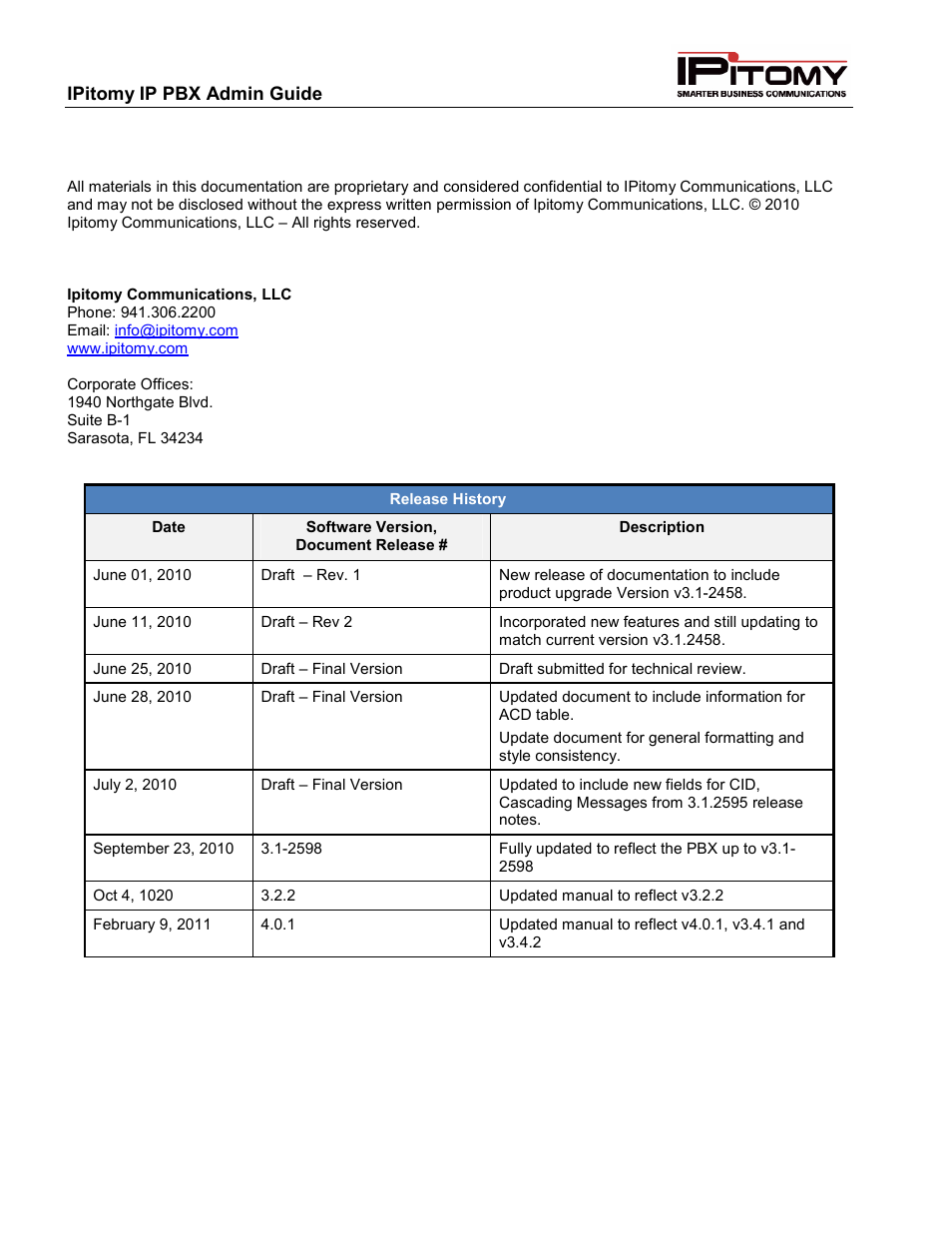 IPitomy IP1100+ PBX Administrator Guide User Manual | Page 2 / 259