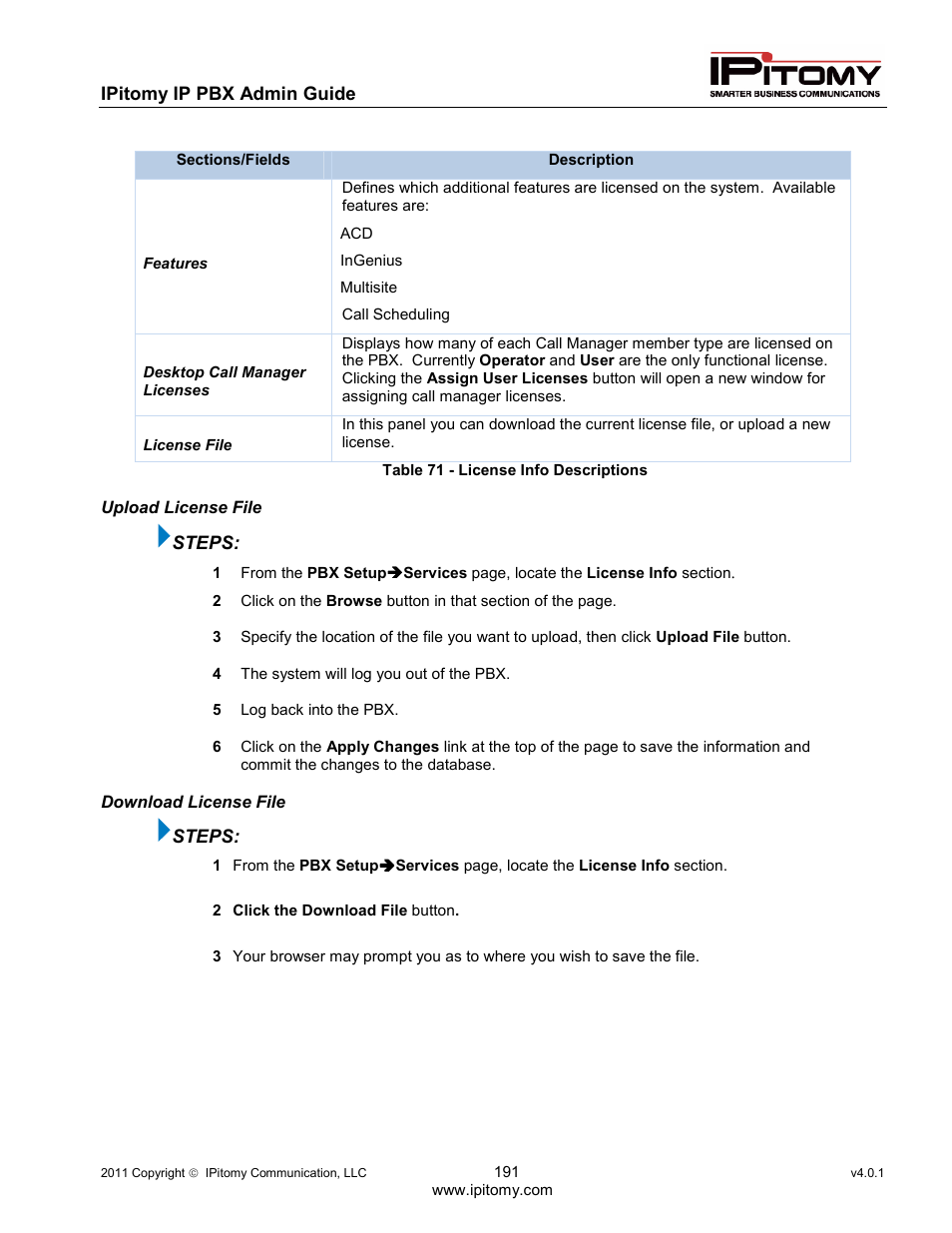 IPitomy IP1100+ PBX Administrator Guide User Manual | Page 209 / 259