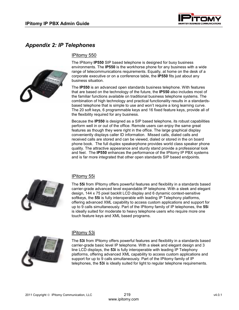 Appendix 2: ip telephones | IPitomy IP1100+ PBX Administrator Guide User Manual | Page 237 / 259