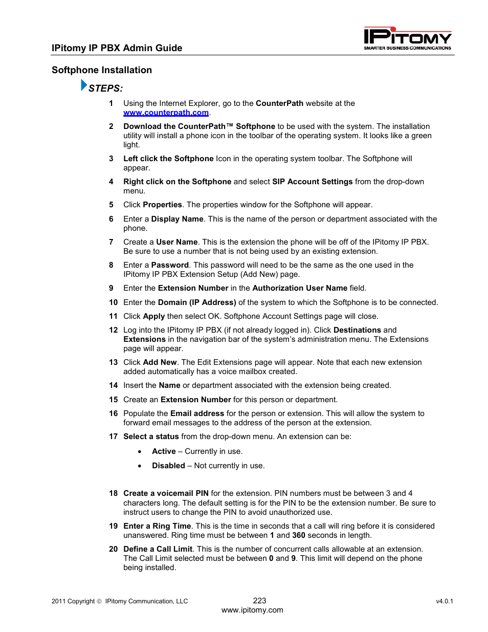 IPitomy IP1100+ PBX Administrator Guide User Manual | Page 241 / 259