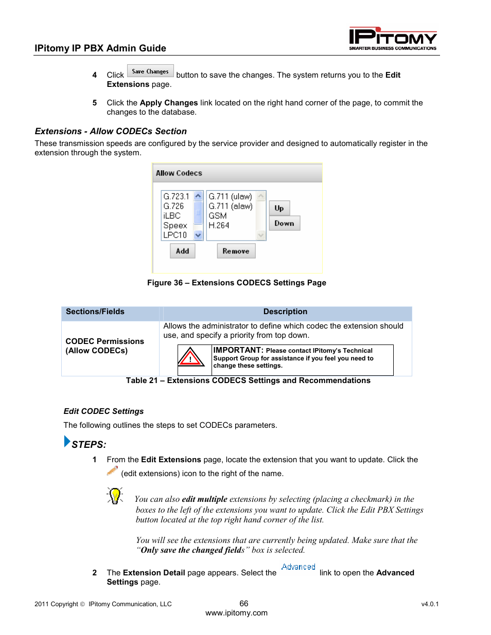 IPitomy IP1100+ PBX Administrator Guide User Manual | Page 84 / 259