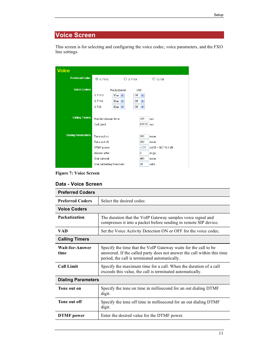 Voice screen | IPitomy IP400 User Guide User Manual | Page 19 / 32