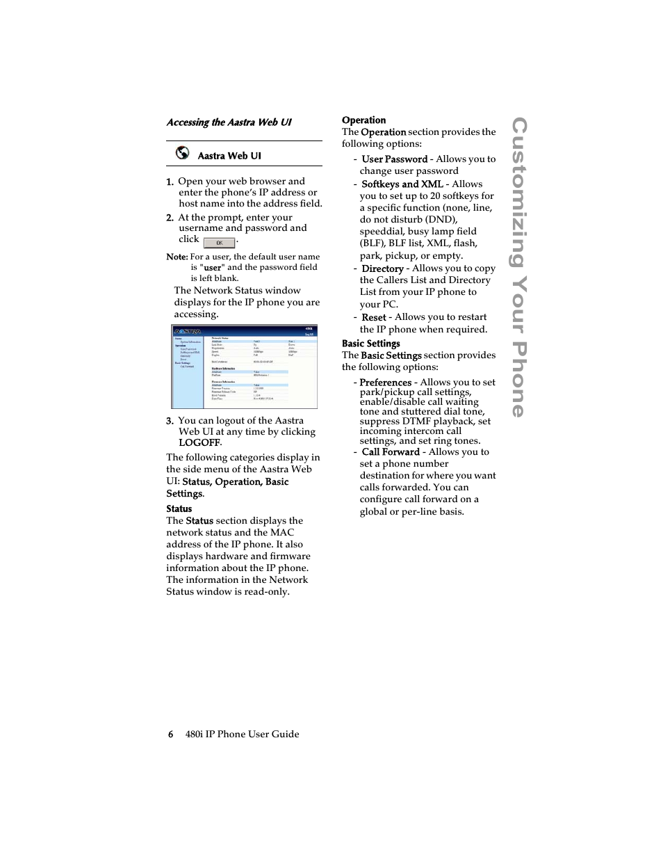 Cu stomizi ng your phone | Aastra Telecom 480i SIP (Release 1.4) User Manual | Page 12 / 51