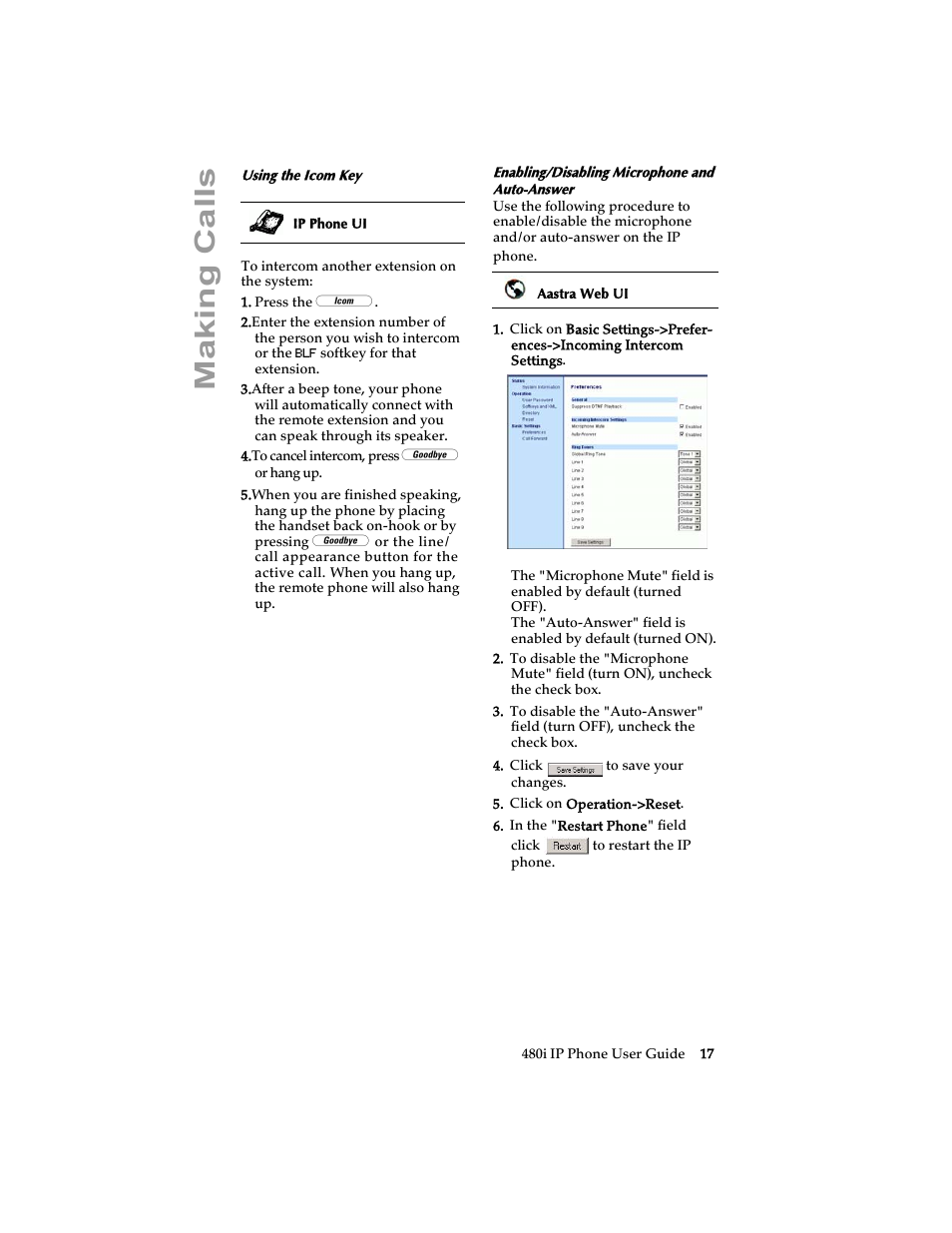 Making cal ls | Aastra Telecom 480i SIP (Release 1.4) User Manual | Page 23 / 51