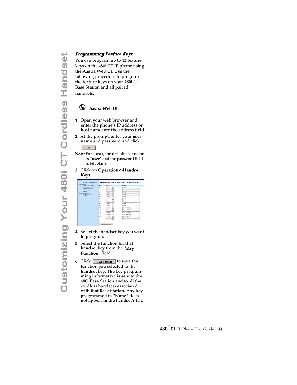 Programming feature keys, Customizi ng your 480i ct cordless handset | Aastra Telecom 480i CT (Release 1.4) User Manual | Page 47 / 69