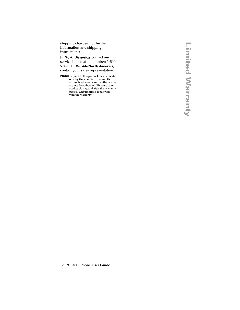 Limited warranty | Aastra Telecom 9133i (USER GUIDE) User Manual | Page 50 / 53