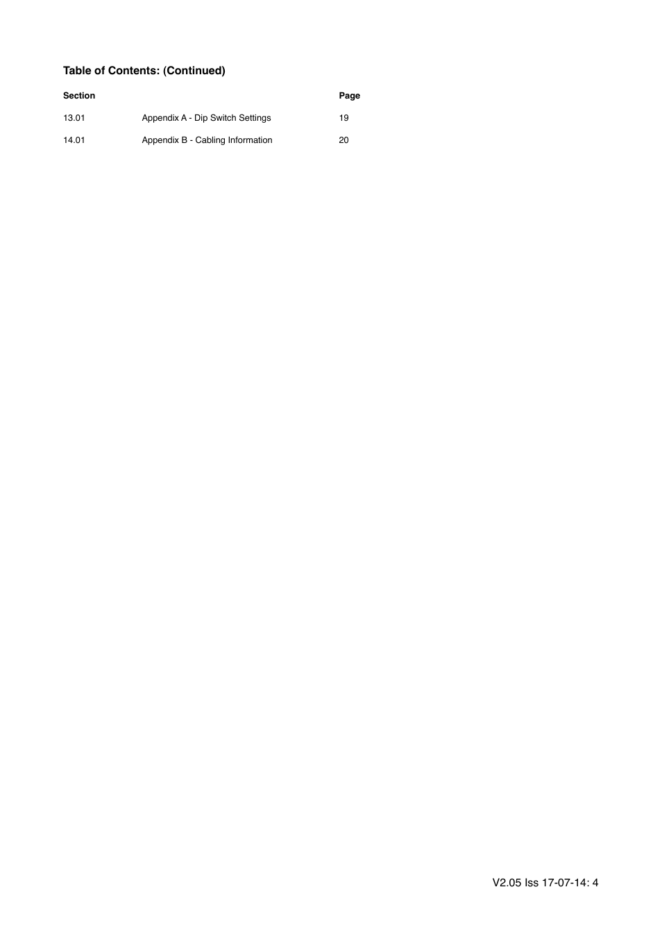 Table of contents: (continued) | I.R.I.S. 295 User Manual | Page 4 / 22