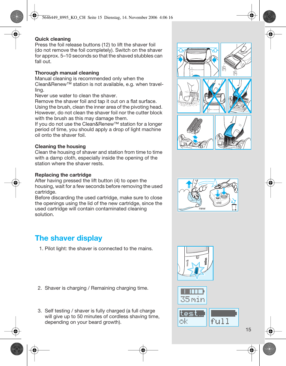 The shaver display | Braun 5646 User Manual | Page 15 / 25