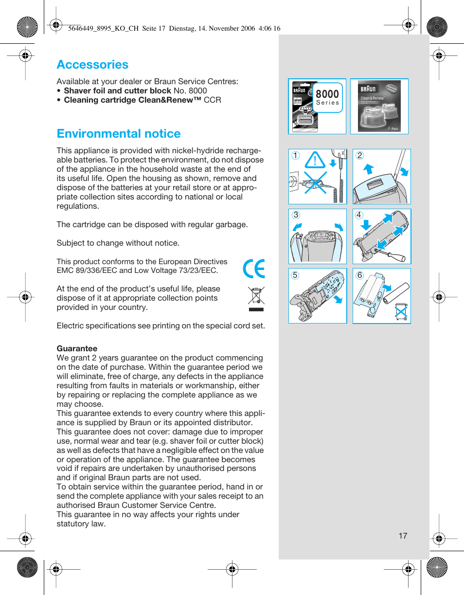 Accessories, Environmental notice | Braun 5646 User Manual | Page 17 / 25