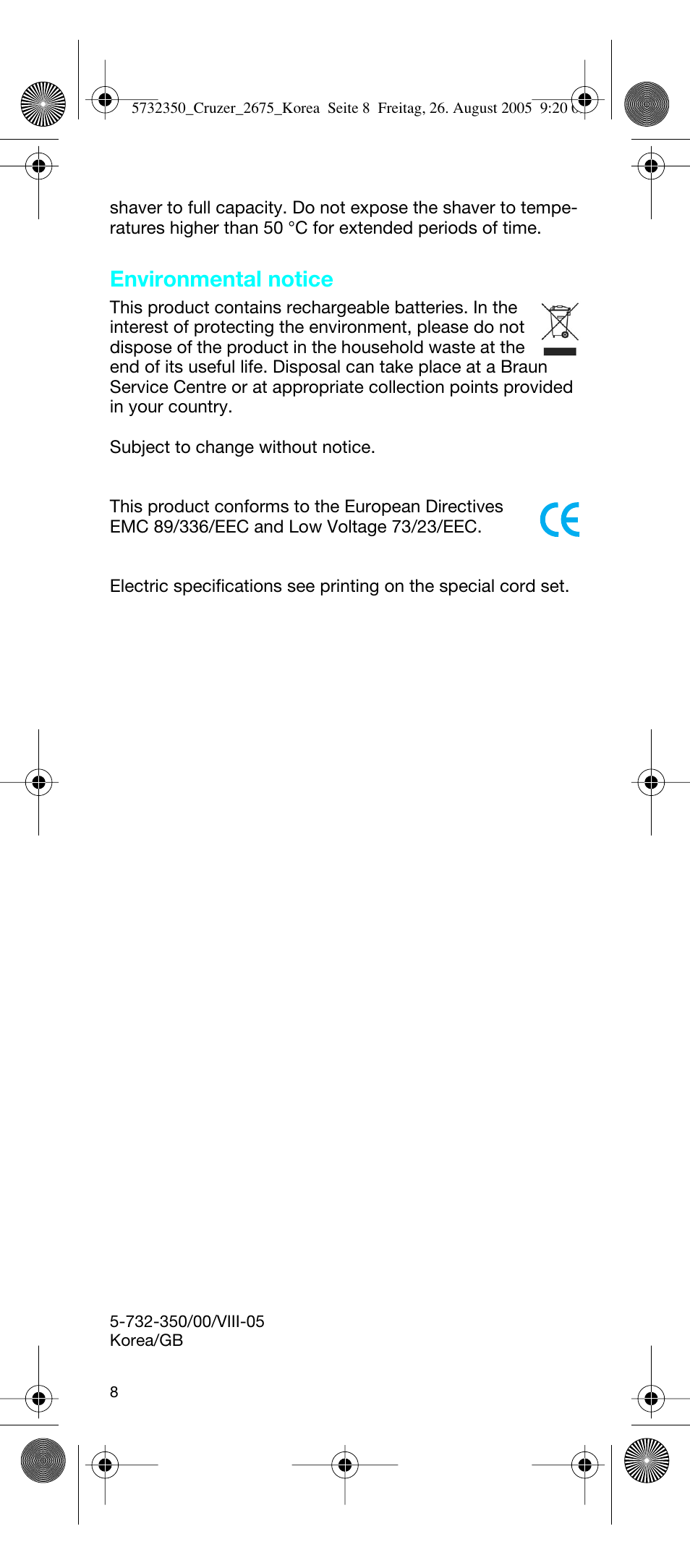 Environmental notice | Braun Cruzer 2675 User Manual | Page 8 / 8
