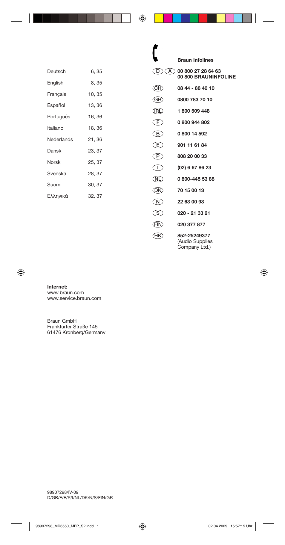 Braun turbo MR 6550 M FP-HC User Manual | Page 2 / 38