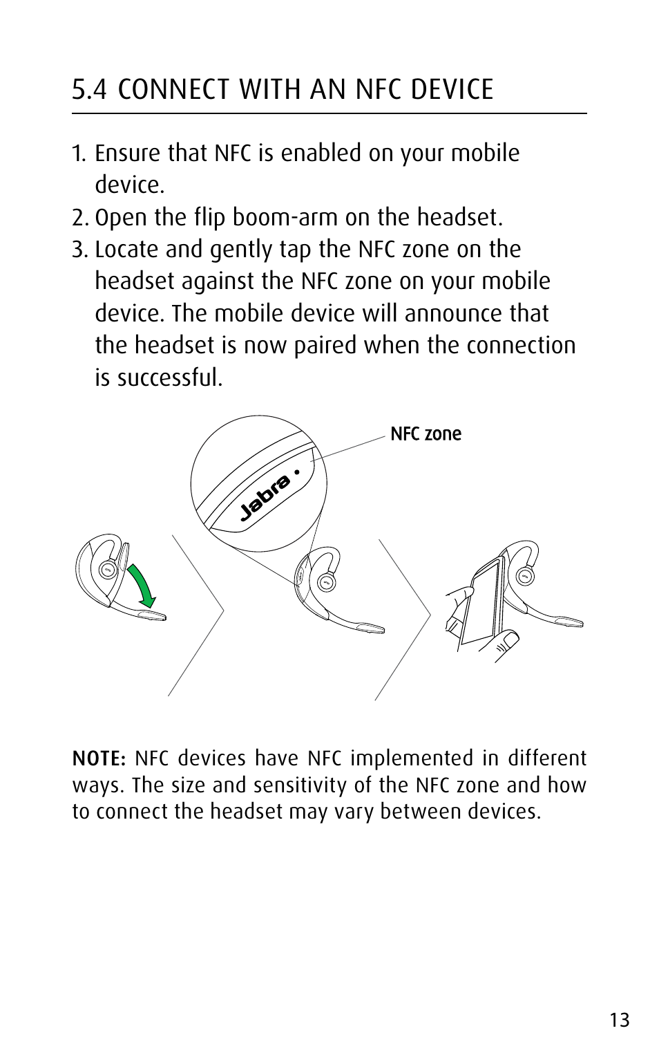 4 connect with an nfc device, English | Jabra MOTION UC+ User Manual User Manual | Page 13 / 31