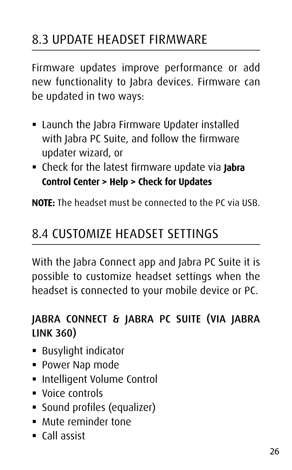 3 update headset firmware, 4 customize headset settings | Jabra MOTION UC+ User Manual User Manual | Page 26 / 31
