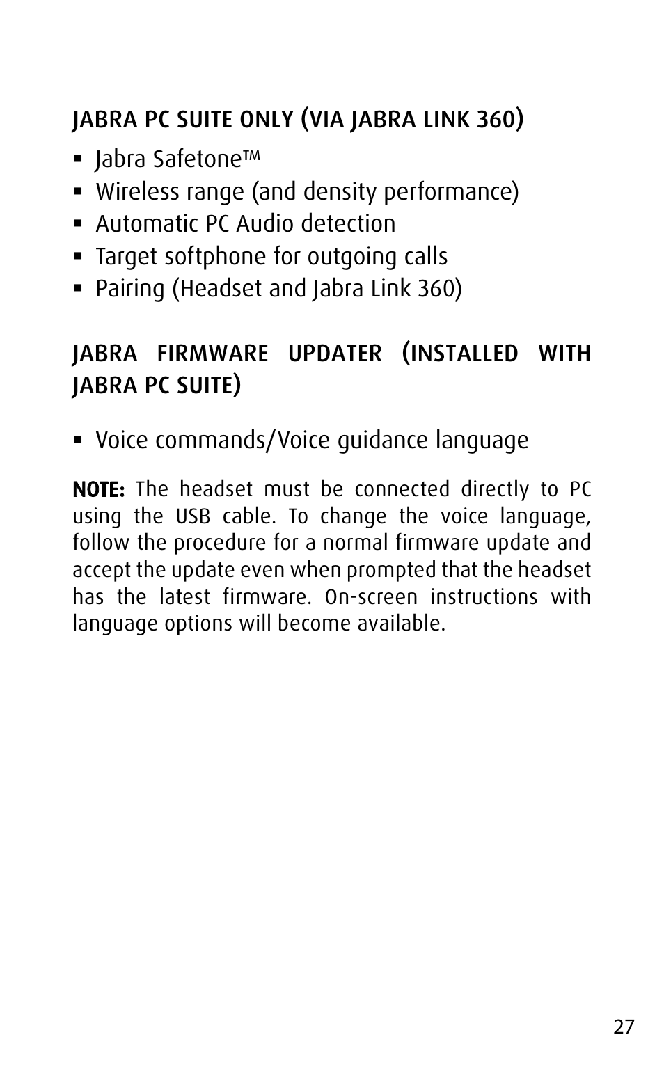 English | Jabra MOTION UC+ User Manual User Manual | Page 27 / 31