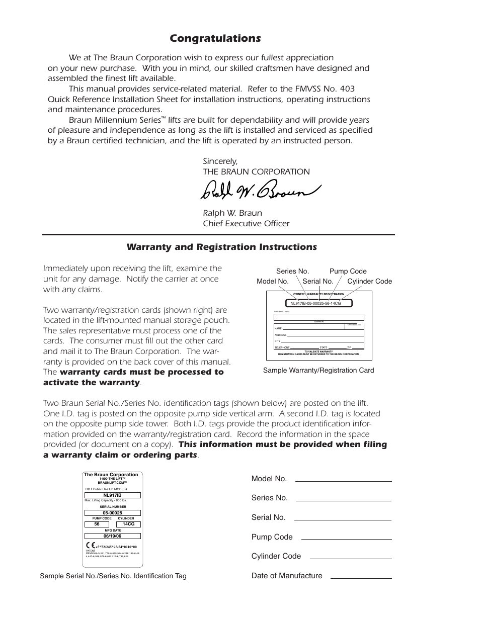 Warranty and registration instructions | Braun MILLENIUM 5 User Manual | Page 2 / 32