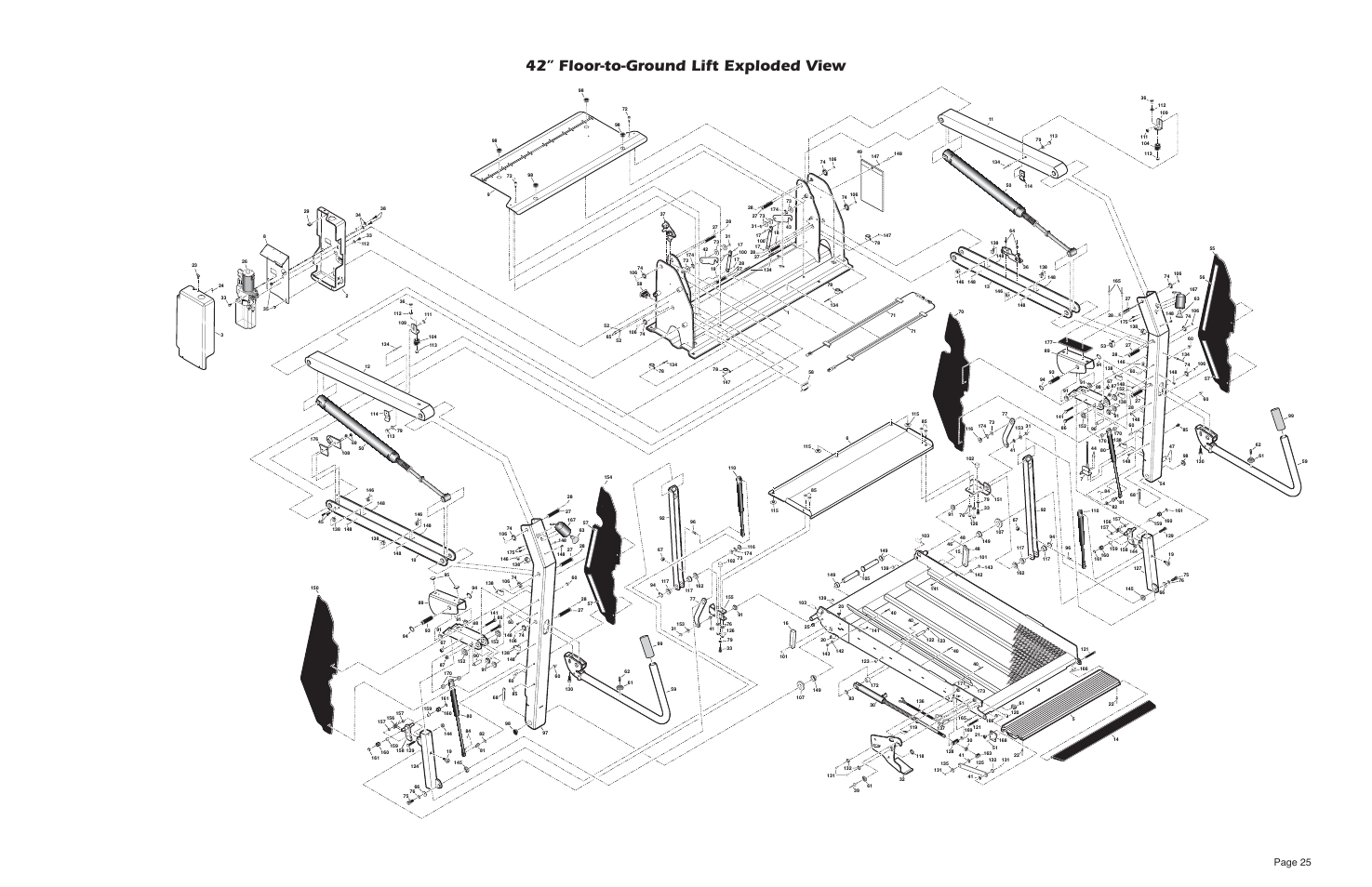 42” floor-to-ground lift exploded view, Page 25 | Braun MILLENIUM 5 User Manual | Page 27 / 32