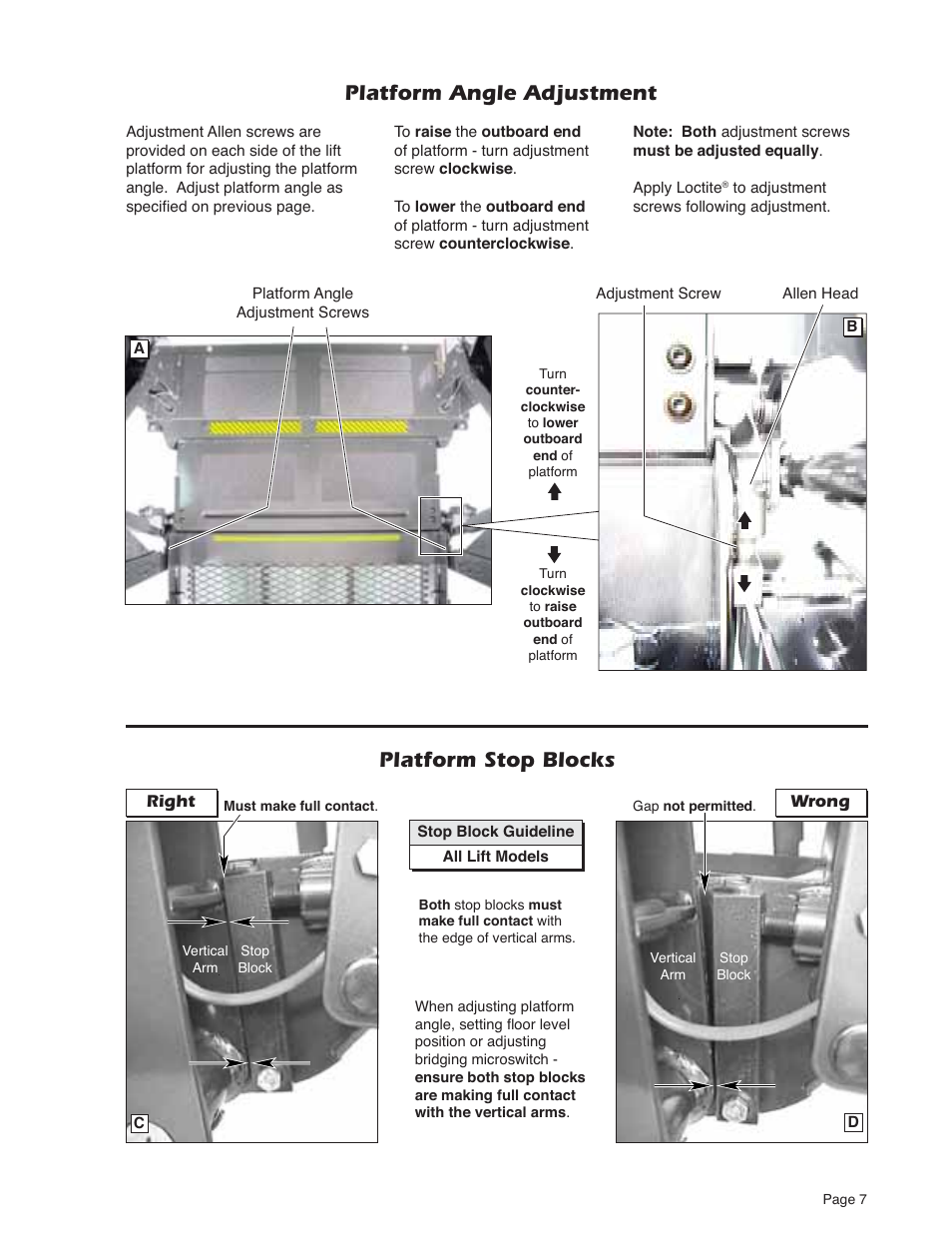 Platform angle adjustment, Platform stop blocks | Braun MILLENIUM 5 User Manual | Page 9 / 32