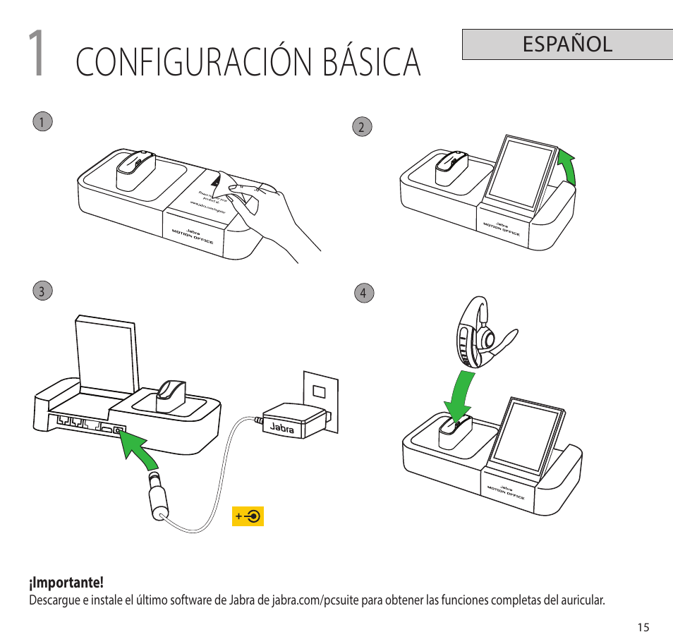 Configuración básica | Jabra MOTION office Quick Start Guide User Manual | Page 18 / 34