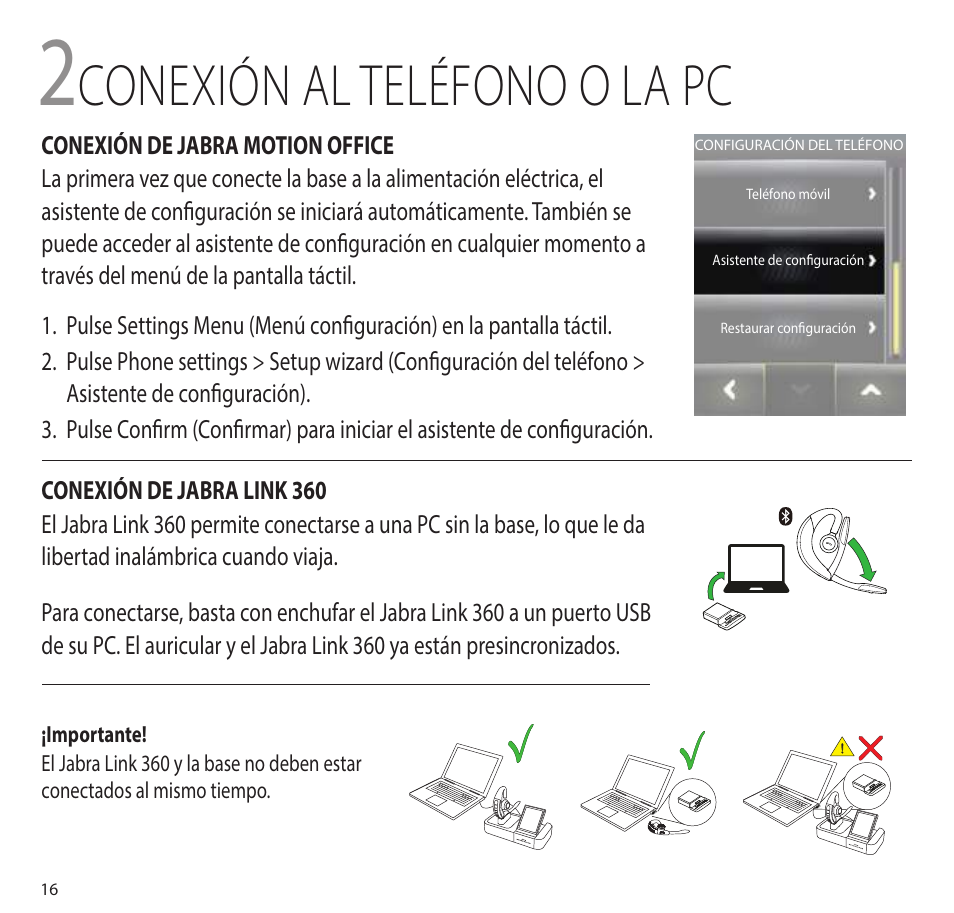 Conexión al teléfono o la pc | Jabra MOTION office Quick Start Guide User Manual | Page 19 / 34