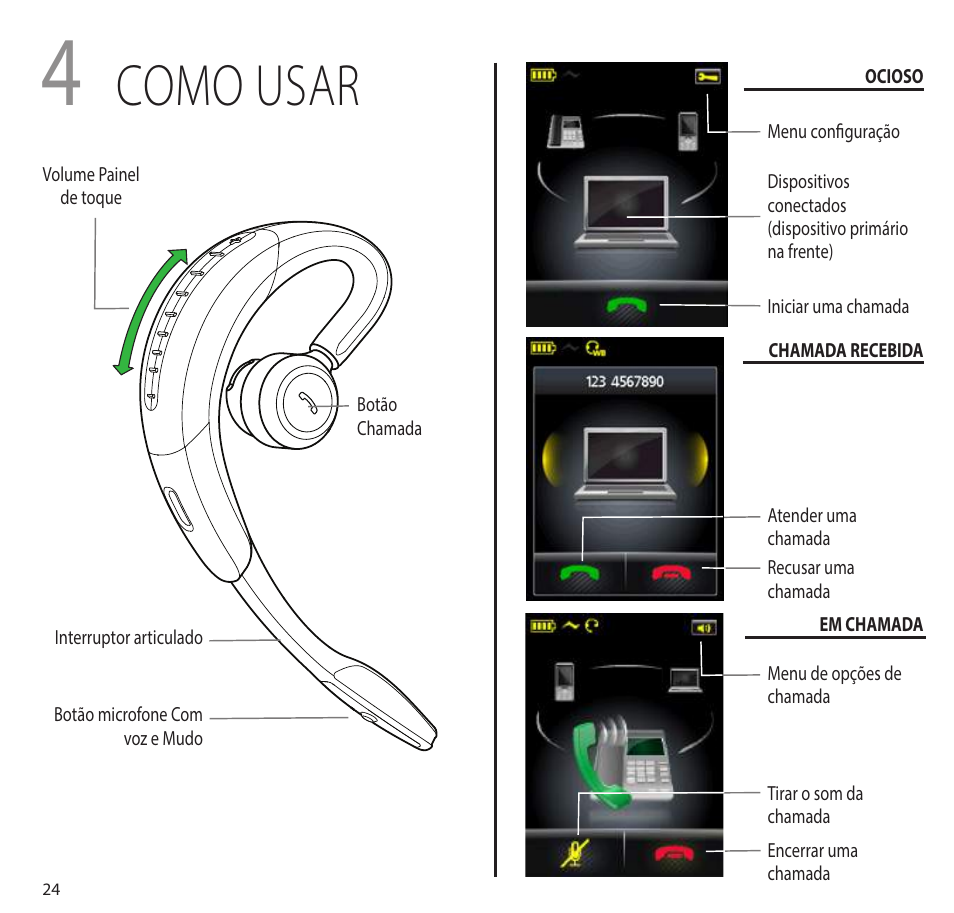 Como usar | Jabra MOTION office Quick Start Guide User Manual | Page 27 / 34