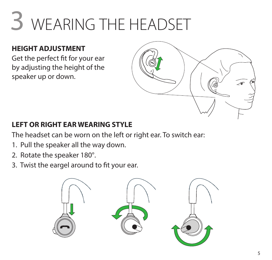 Wearing the headset | Jabra MOTION office Quick Start Guide User Manual | Page 8 / 34