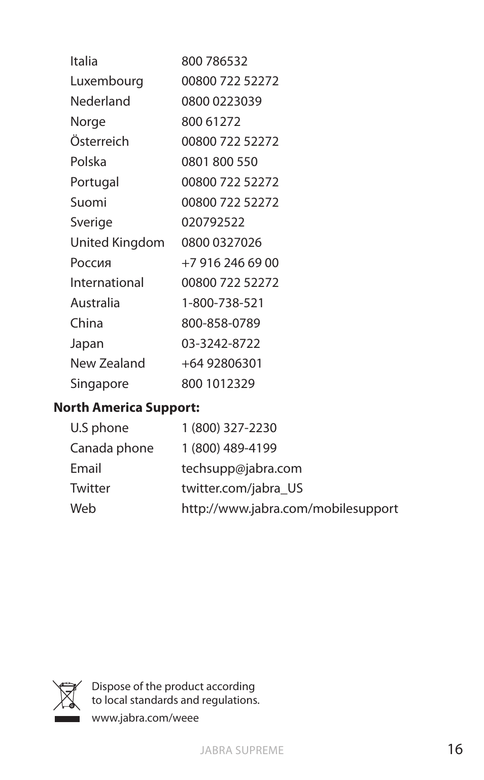 English | Jabra SUPREME UC User Manual | Page 17 / 18
