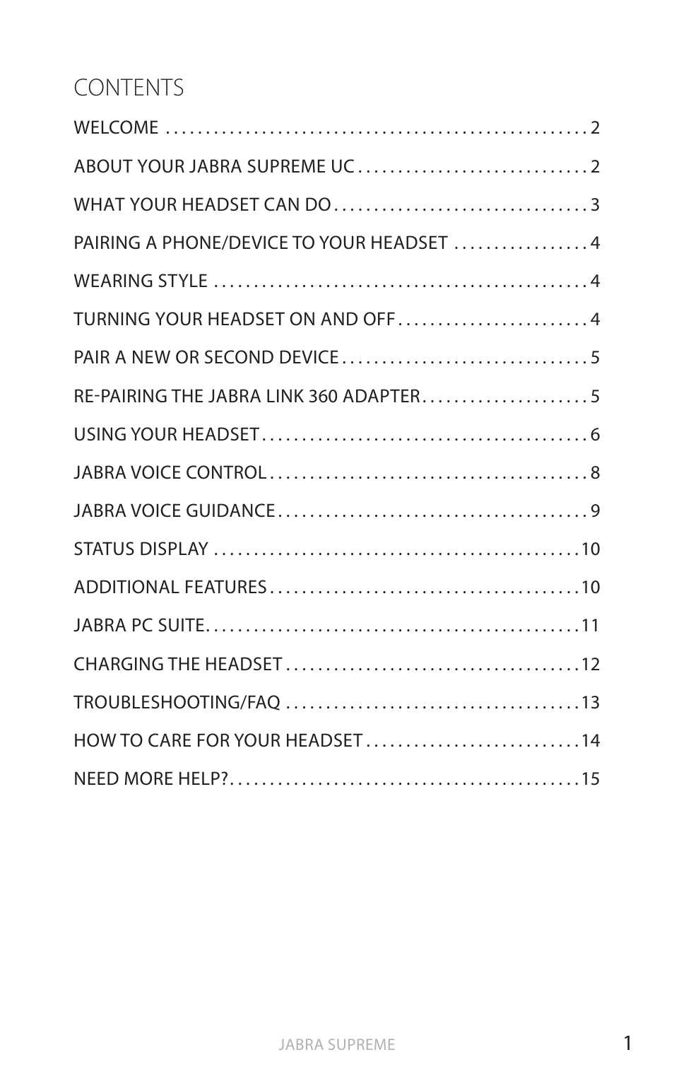 Jabra SUPREME UC User Manual | Page 2 / 18