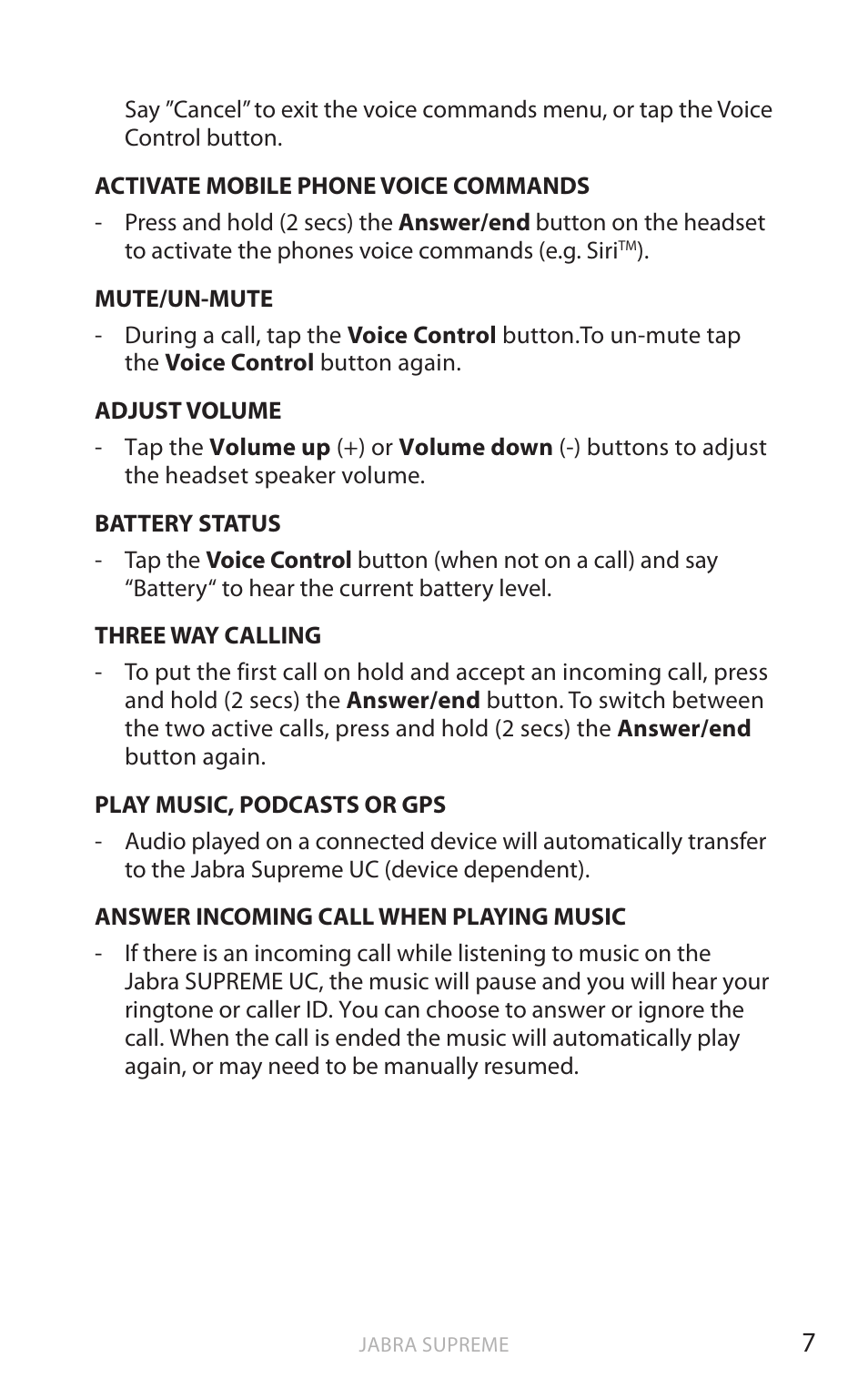 English | Jabra SUPREME UC User Manual | Page 8 / 18