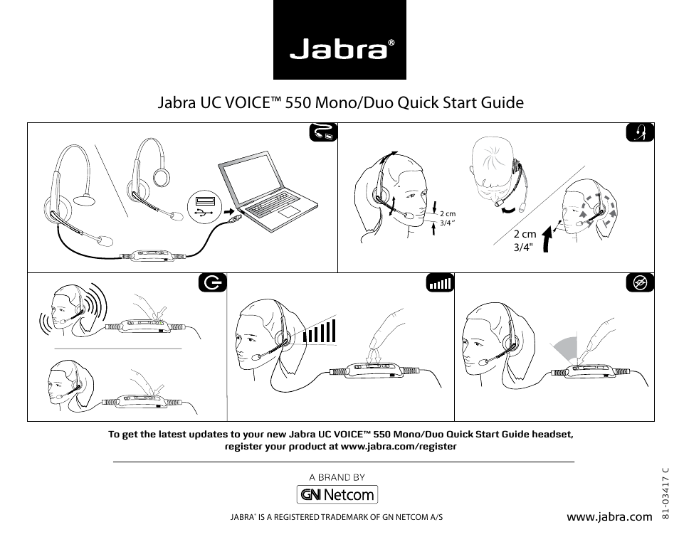 Jabra UC VOICE 550 Mono/Duo User Manual | 2 pages