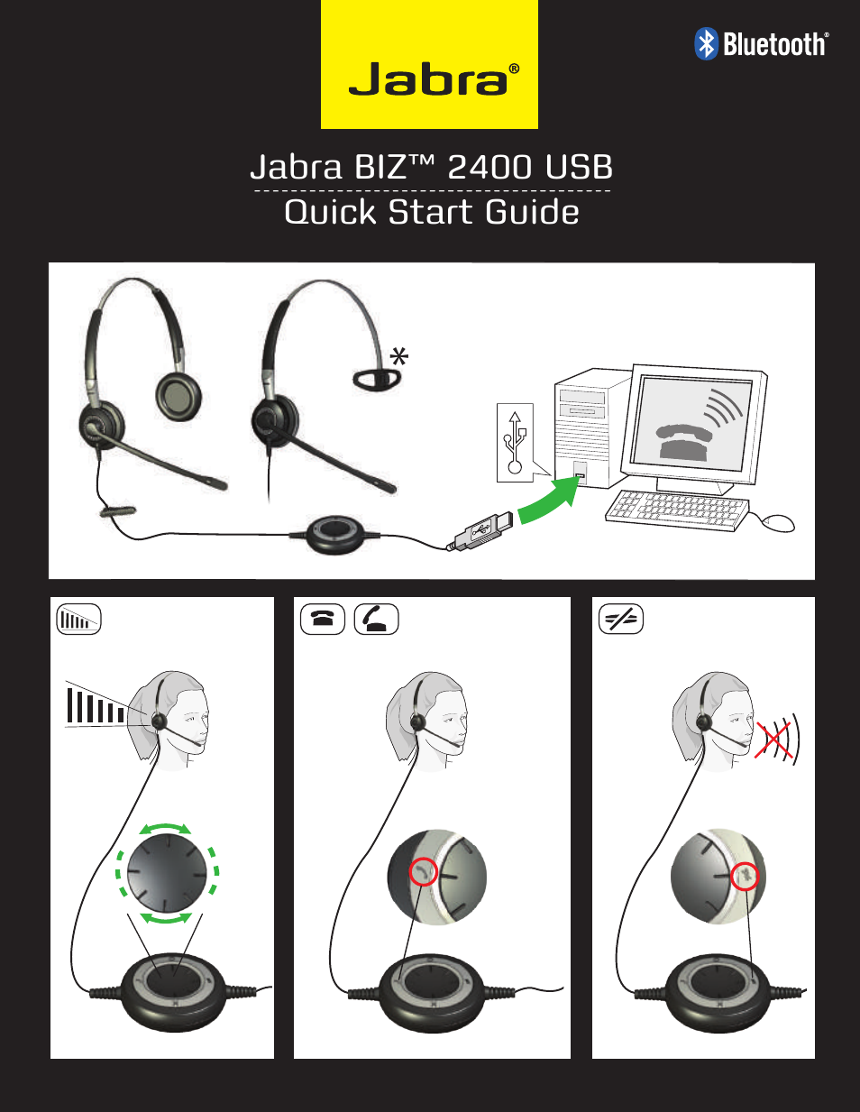 Jabra BIZ 2400 USB Quick Start Guide User Manual | 4 pages