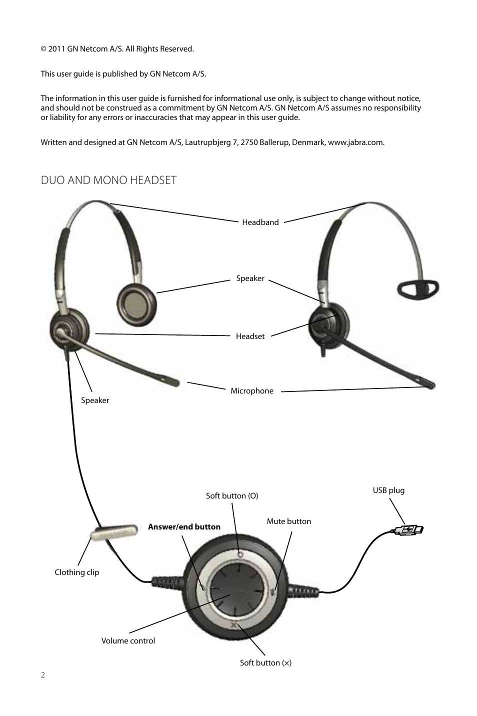 Duo and mono headset | Jabra BIZ 2400 USB User Manual User Manual | Page 2 / 15