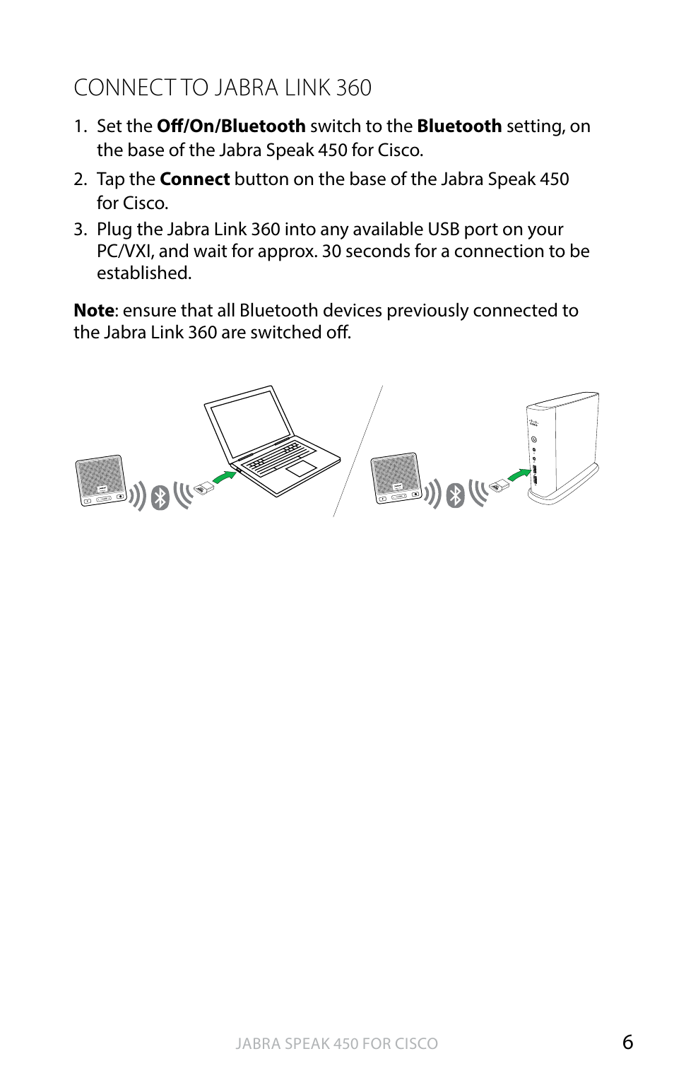English, Connect to jabra link 360 | Jabra SPEAK 450 for CISCO User Manual User Manual | Page 7 / 11